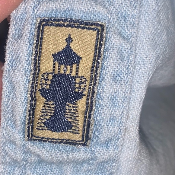 90s Light Blue Denim Shirt with Angel and dove patches long sleeve button down S - Picture 6 of 12